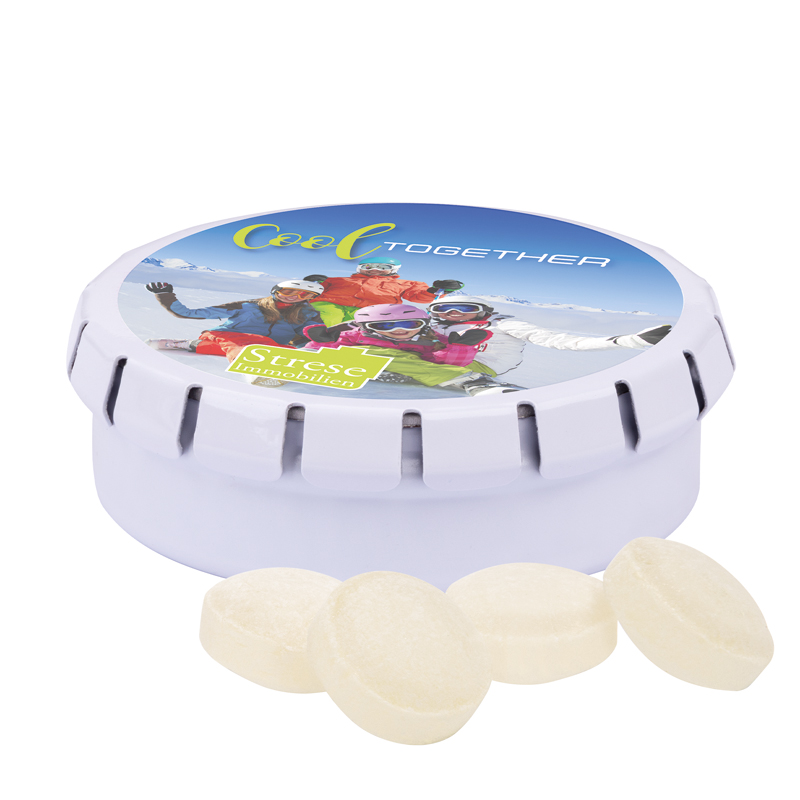 Quick Box, blank, Mini Bonbons Fruchtmix - weiß